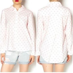 Splendid Cotton Button Down Shirt with Neon String detail.